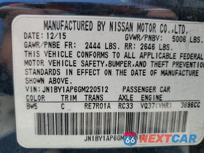 Zdjęcie 12 z 12 samochodu: 2016 INFINITI Q70 3.7 VIN:JN1BY1AP6GM220512 - miniatura