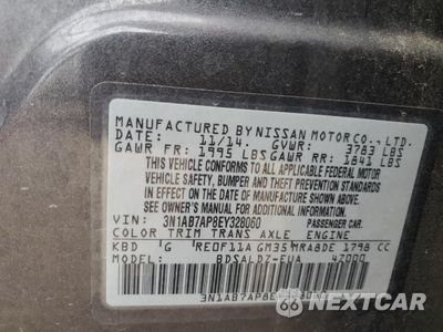 Zdjęcie 13 z 15 samochodu: 2014 NISSAN SENTRA S VIN:3N1AB7AP8EY328060 - miniatura
