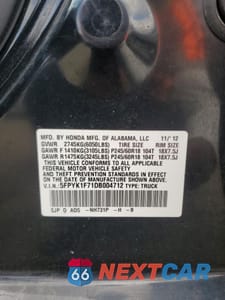 Zdjęcie 12 z 14 samochodu: 2013 HONDA RIDGELINE SPORT VIN:5FPYK1F71DB004712 - miniatura