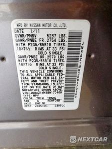 Zdjęcie 14 z 14 samochodu: 2011 NISSAN MURANO S VIN:JN8AZ1MW3BW170100 - miniatura