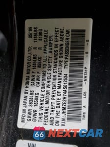 Zdjęcie 12 z 12 samochodu: 2010 HONDA INSIGHT EX VIN:JHMZE2H74AS012534 - miniatura