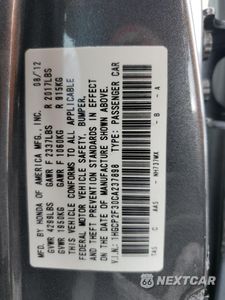 Zdjęcie 12 z 12 samochodu: 2012 HONDA ACCORD LX VIN:1HGCP2F30CA237898 - miniatura