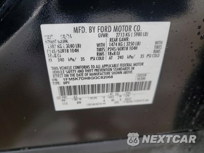 Zdjęcie 12 z 14 samochodu: 2016 FORD EXPLORER XLT VIN:1FM5K7DH8GGC82068 - miniatura
