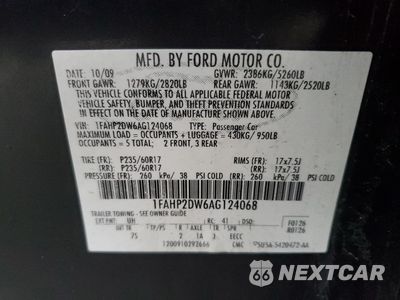Zdjęcie 13 z 13 samochodu: 2010 FORD TAURUS SE VIN:1FAHP2DW6AG124068 - miniatura