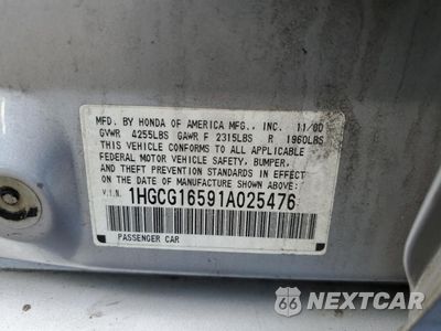 Zdjęcie 14 z 14 samochodu: 2001 HONDA ACCORD EX VIN:1HGCG16591A025476 - miniatura