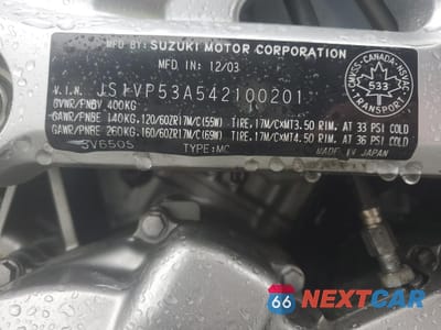 Zdjęcie 9 z 9 samochodu: 2004 SUZUKI SV650 VIN:JS1VP53A542100201 - miniatura