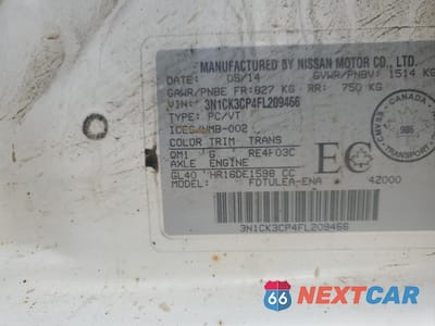 Zdjęcie 12 z 12 samochodu: 2015 NISSAN MICRA VIN:3N1CK3CP4FL209466 - miniatura