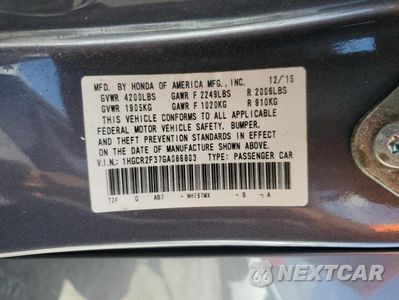 Zdjęcie 12 z 12 samochodu: 2016 HONDA ACCORD LX VIN:1HGCR2F37GA086803 - miniatura