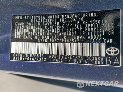 Zdjęcie 12 z 12 samochodu: 2016 TOYOTA COROLLA L VIN:5YFBURHE7GP485545 - miniatura