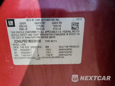 Zdjęcie 13 z 15 samochodu: 2011 CHEVROLET EQUINOX LT VIN:2CNALPEC1B6233138 - miniatura