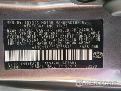 Zdjęcie 12 z 15 samochodu: 2023 TOYOTA CAMRY SE NIGHT SHADE VIN:4T1G11AK2PU756543 - miniatura