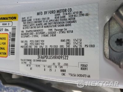 Zdjęcie 12 z 12 samochodu: 2017 FORD FUSION SE HYBRID VIN:3FA6P0LU5HR409522 - miniatura