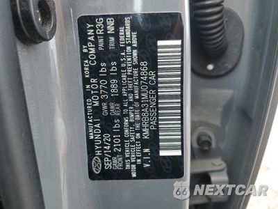 Zdjęcie 14 z 16 samochodu: 2021 HYUNDAI VENUE SE VIN:KMHRB8A31MU074868 - miniatura