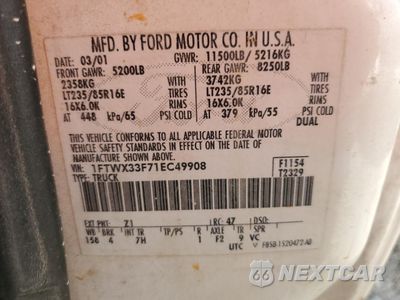 Zdjęcie 12 z 14 samochodu: 2001 FORD F350 SUPER DUTY VIN:1FTWX33F71EC49908 - miniatura