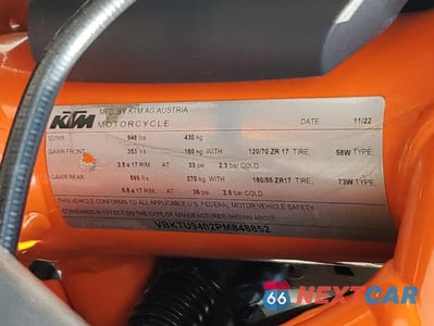Zdjęcie 8 z 9 samochodu: 2023 KTM 890 DUKE R VIN:VBKTU9402PM848852 - miniatura