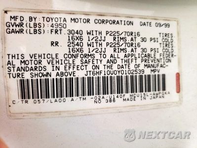 Zdjęcie 13 z 13 samochodu: 2000 LEXUS RX 300 VIN:JT6HF10U0Y0102539 - miniatura