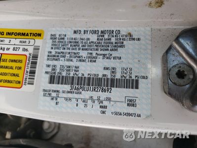 Zdjęcie 12 z 12 samochodu: 2018 FORD FUSION SE HYBRID VIN:3FA6P0LU1JR278692 - miniatura