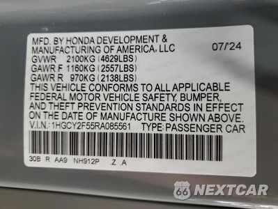 Zdjęcie 13 z 14 samochodu: 2024 HONDA ACCORD HYBRID SPORT VIN:1HGCY2F55RA085561 - miniatura