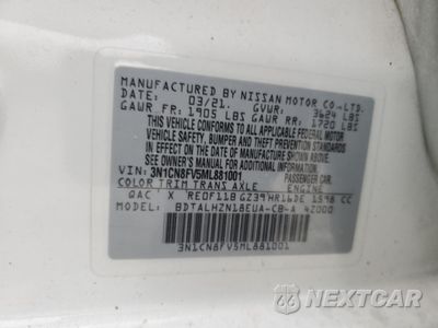 Zdjęcie 12 z 12 samochodu: 2021 NISSAN VERSA SR VIN:3N1CN8FV5ML881001 - miniatura