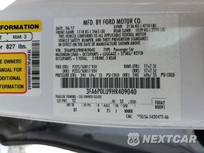 Zdjęcie 12 z 12 samochodu: 2017 FORD FUSION SE HYBRID VIN:3FA6P0LU9HR409040 - miniatura