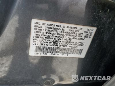 Zdjęcie 13 z 15 samochodu: 2013 HONDA PILOT EXL VIN:5FNYF3H56DB001101 - miniatura