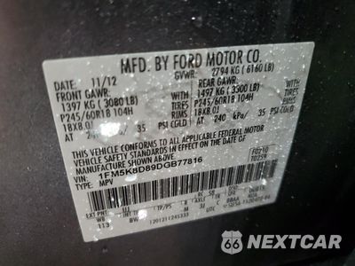 Zdjęcie 13 z 15 samochodu: 2013 FORD EXPLORER XLT VIN:1FM5K8D89DGB77816 - miniatura