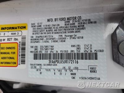 Zdjęcie 12 z 13 samochodu: 2018 FORD FUSION SE HYBRID VIN:3FA6P0LU5JR172116 - miniatura