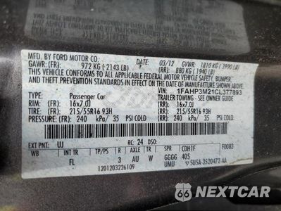 Zdjęcie 12 z 12 samochodu: 2012 FORD FOCUS SEL VIN:1FAHP3M21CL377893 - miniatura