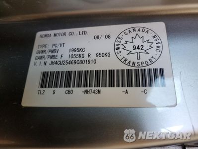 Zdjęcie 12 z 12 samochodu: 2009 ACURA TSX VIN:JH4CU25469C801910 - miniatura