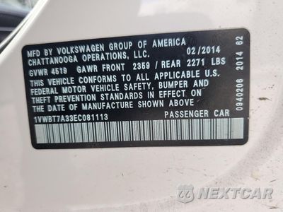 Zdjęcie 12 z 12 samochodu: 2014 VOLKSWAGEN PASSAT SE VIN:1VWBT7A33EC081113 - miniatura