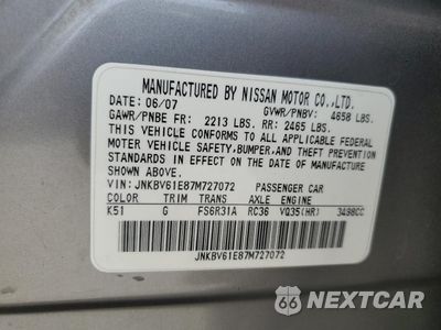 Zdjęcie 12 z 12 samochodu: 2007 INFINITI G35 VIN:JNKBV61E87M727072 - miniatura