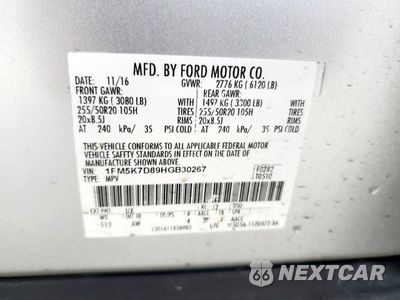 Zdjęcie 13 z 16 samochodu: 2017 FORD EXPLORER XLT VIN:1FM5K7D89HGB30267 - miniatura