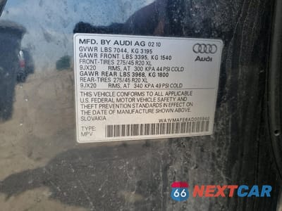 Zdjęcie 13 z 15 samochodu: 2010 AUDI Q7 PRESTIGE VIN:WA1VMAFE6AD005940 - miniatura