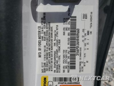 Zdjęcie 12 z 12 samochodu: 2017 FORD FUSION SE HYBRID VIN:3FA6P0LU6HR409660 - miniatura