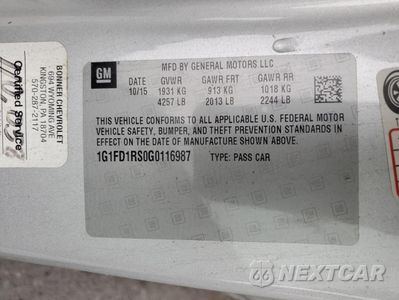 Zdjęcie 13 z 13 samochodu: 2016 CHEVROLET CAMARO LT VIN:1G1FD1RS0G0116987 - miniatura