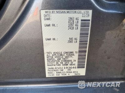 Zdjęcie 12 z 15 samochodu: 2020 NISSAN ALTIMA SR VIN:1N4BL4CV2LC193646 - miniatura