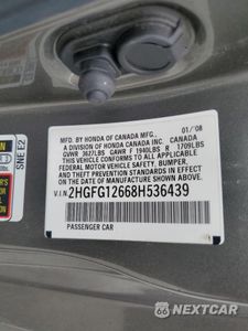 Zdjęcie 12 z 12 samochodu: 2008 HONDA CIVIC LX VIN:2HGFG12668H536439 - miniatura
