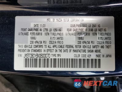 Zdjęcie 14 z 14 samochodu: 2022 MAZDA CX-9 TOURING VIN:JM3TCBCY6N0600070 - miniatura