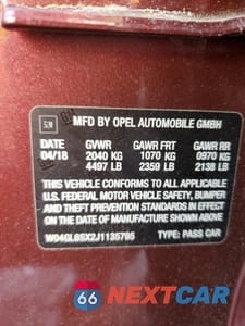 Zdjęcie 12 z 14 samochodu: 2018 BUICK REGAL PREFERRED VIN:W04GL6SX2J1135795 - miniatura