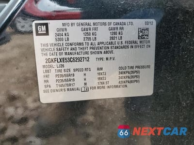 Zdjęcie 13 z 13 samochodu: 2012 GMC TERRAIN SLT VIN:2GKFLXE53C6292712 - miniatura