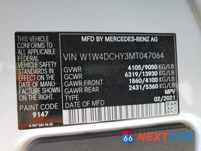 Zdjęcie 13 z 13 samochodu: 2021 MERCEDES-BENZ SPRINTER 2500 VIN:W1W4DCHY3MT047064 - miniatura