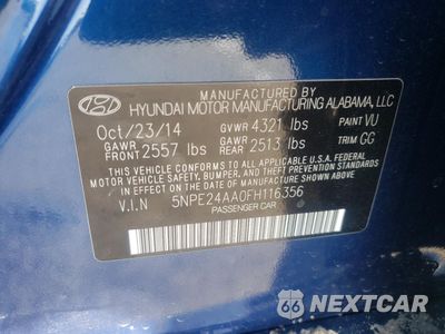Zdjęcie 12 z 14 samochodu: 2015 HYUNDAI SONATA ECO VIN:5NPE24AA0FH116356 - miniatura