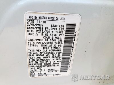 Zdjęcie 13 z 15 samochodu: 2011 NISSAN ROGUE S VIN:JN8AS5MT2BW166167 - miniatura