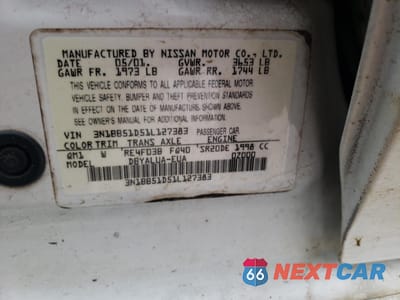 Zdjęcie 12 z 12 samochodu: 2001 NISSAN SENTRA SE VIN:3N1BB51D51L127383 - miniatura