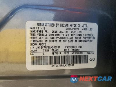 Zdjęcie 12 z 12 samochodu: 2020 INFINITI Q50 PURE VIN:JN1EV7AP8LM205934 - miniatura