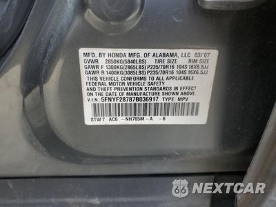 Zdjęcie 14 z 14 samochodu: 2007 HONDA PILOT EXL VIN:5FNYF28787B036917 - miniatura