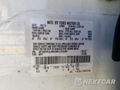 Zdjęcie 13 z 13 samochodu: 2016 FORD EDGE SEL VIN:2FMPK4J89GBC33240 - miniatura