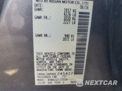 Zdjęcie 12 z 12 samochodu: 2016 NISSAN ALTIMA 2.5 VIN:1N4AL3APXGC245427 - miniatura