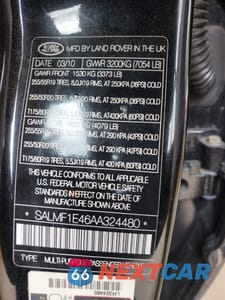 Zdjęcie 12 z 12 samochodu: 2010 LAND ROVER RANGE ROVER HSE LUXURY VIN:SALMF1E46AA324480 - miniatura