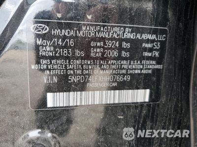 Zdjęcie 12 z 14 samochodu: 2017 HYUNDAI ELANTRA SE VIN:5NPD74LFXHH076649 - miniatura